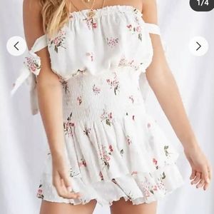 Floral Smocked Off the Shoulder Romper